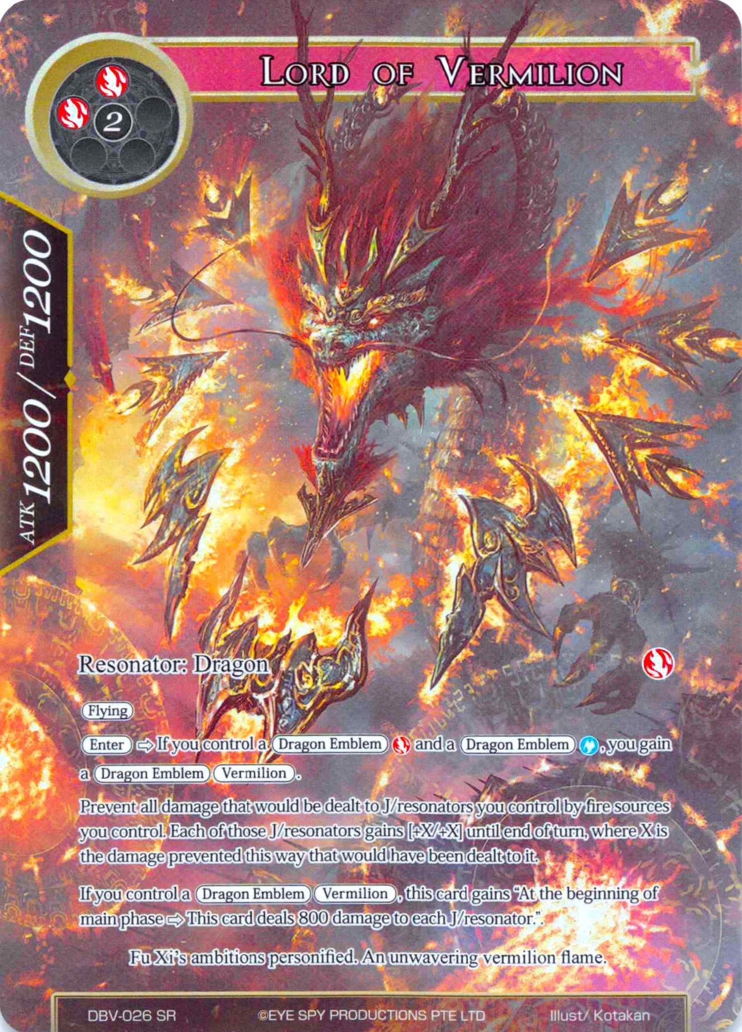 Lord of Vermillion (Full Art) (26) [DBV] - Force of Will Single