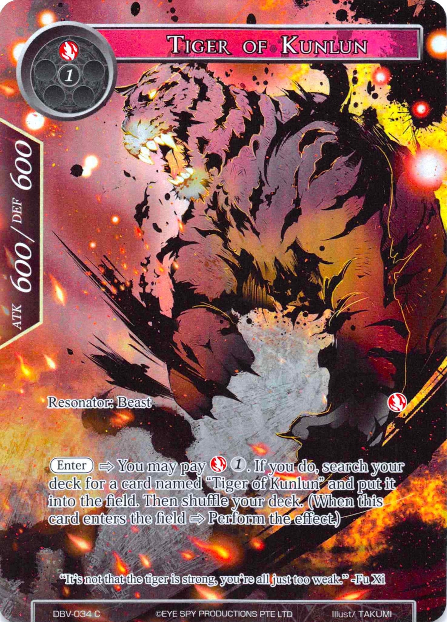 Tiger of Kunlun (Full Art) (34) [DBV] - Force of Will Single