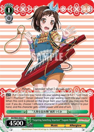 ’Forgetting Something Important’ Tsugumi Hazawa (63042) [BD/W63] - Weiss Schwarz Single