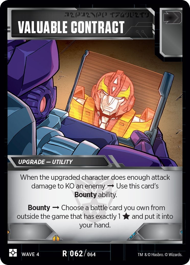 Valuable Contract (62) [WCS2] - Transformers TCG Single