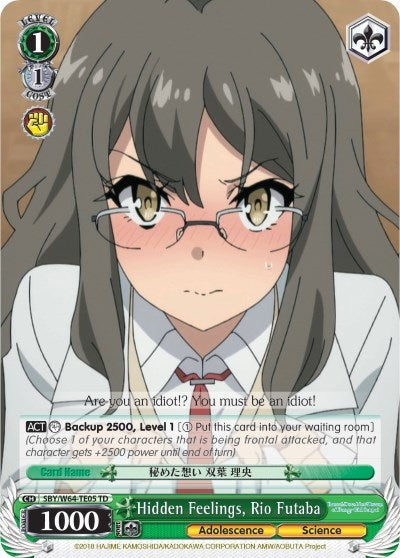 Hidden Feelings Rio Futaba (6405) [SBY/W64] - Weiss Schwarz Single
