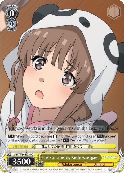 Crisis as a Sister Kaede Azusagawa (64018) [SBY/W64] - Weiss Schwarz Single