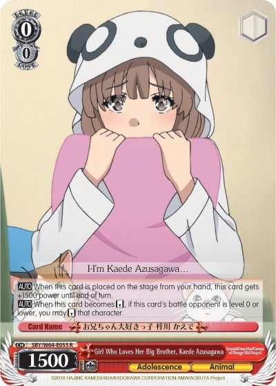 Girl Who Loves Her Big Brother Kaede Azusagawa (64055) [SBY/W64] - Weiss Schwarz Single