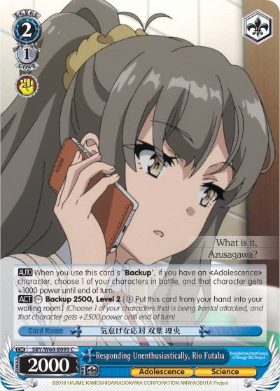 Responding Unenthusiastically Rio Futaba (64095) [SBY/W64] - Weiss Schwarz Single