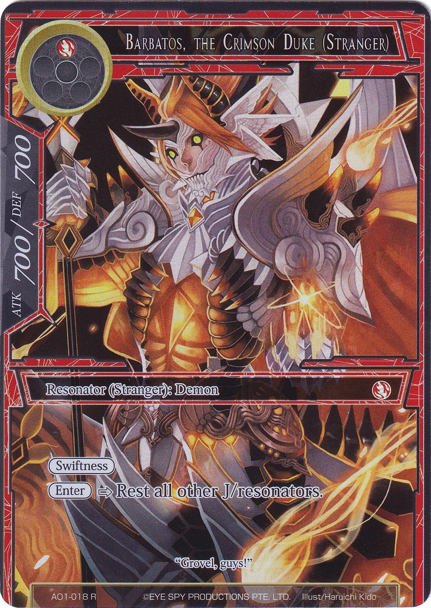 Barbatos the Crimson Duke (Stranger) (Full Art) (1018) [AO1] - Force of Will Single
