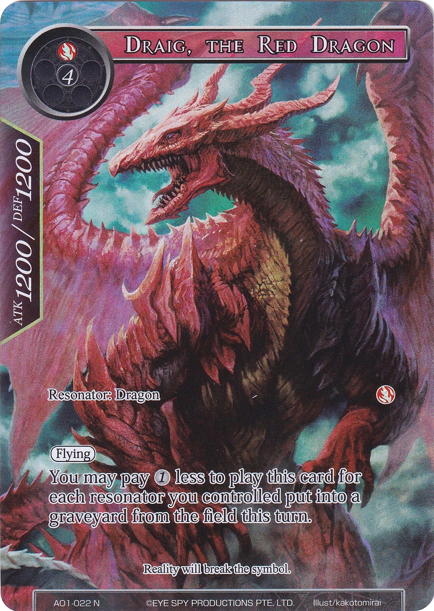 Draig the Red Dragon (Full Art) (1022) [AO1] - Force of Will Single