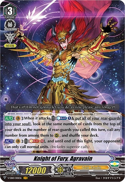 Knight of Fury Agravain (10001) [V-EB10] - Cardfight Vanguard Single