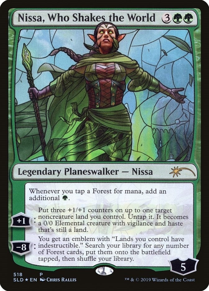 Nissa Who Shakes the World (Stained Glass) (518) [SLD] - MTG Single