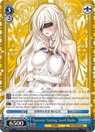 Passionate Yearning Sword Maiden (SR) (63063) [GBS/S63] - Weiss Schwarz Single