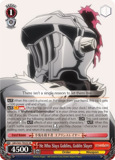 He Who Slays Goblins Goblin Slayer (SR) (6303) [GBS/S63] - Weiss Schwarz Single