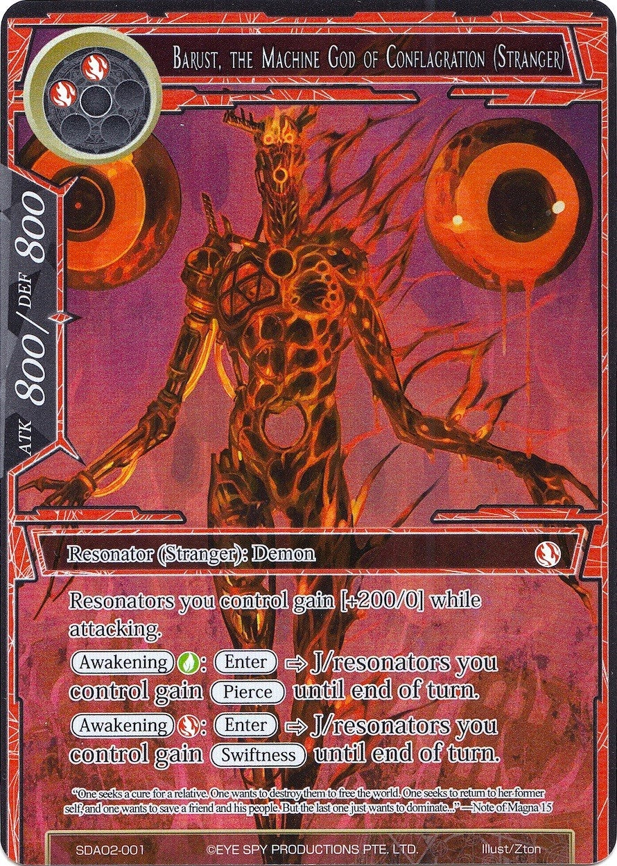 Barust the Machine God of Conflagration (Stranger) (Full Art) (2001) [AOSD2] - Force of Will Single