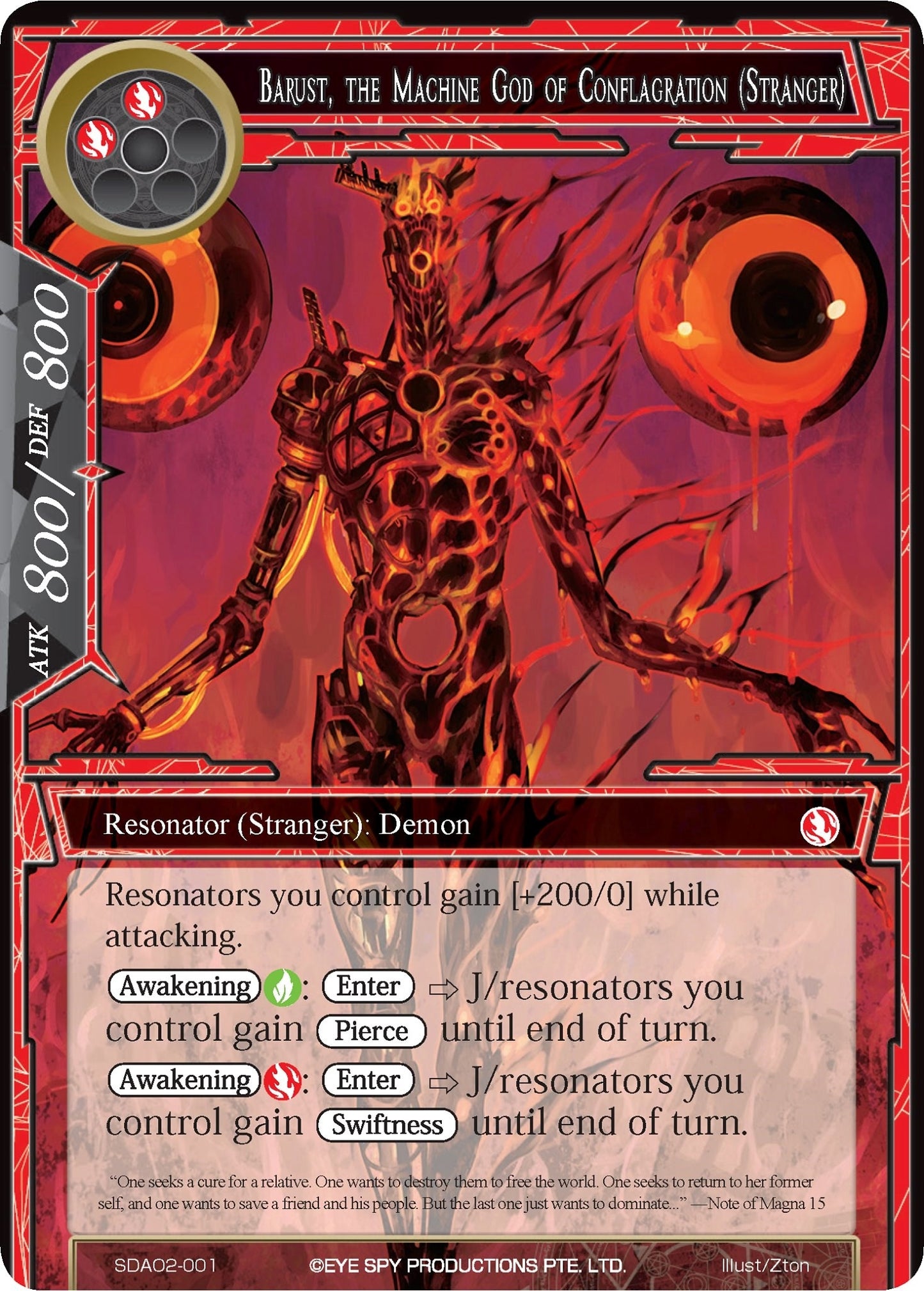 Barust the Machine God of Conflagration (Stranger) (2001) [AOSD2] - Force of Will Single