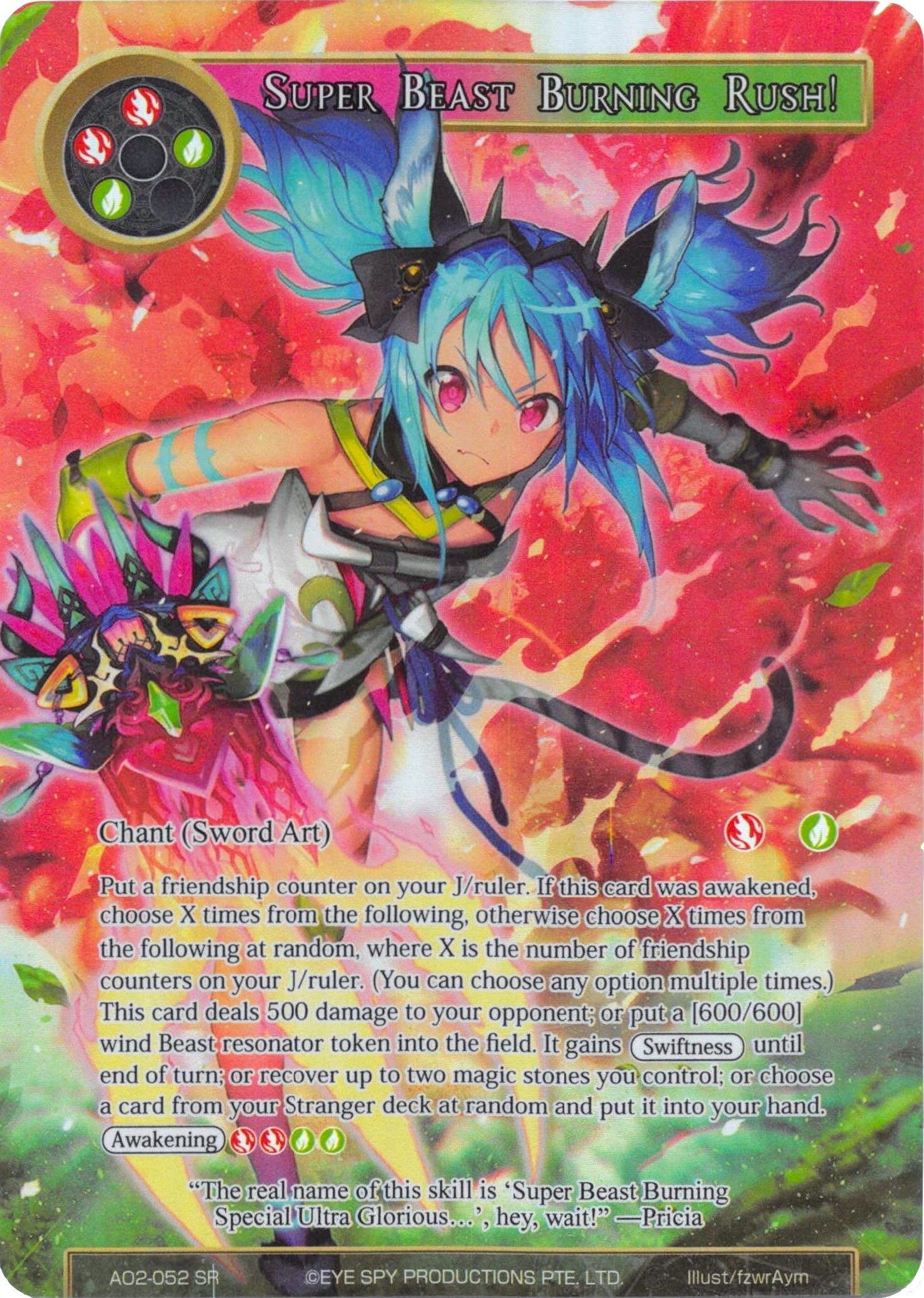 Super Beast Burning Rush! (Full Art) (2052) [AO2] - Force of Will Single