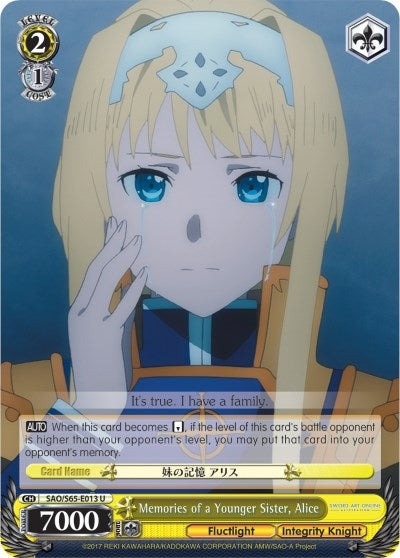 Memories of a Younger Sister Alice (65013) [SAO/S65] - Weiss Schwarz Single