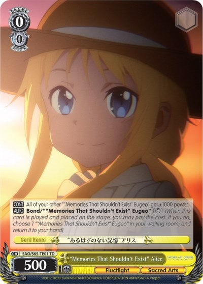 ’Memories That Shouldn’t Exist’ Alice (6501) [SAO/S65] - Weiss Schwarz Single
