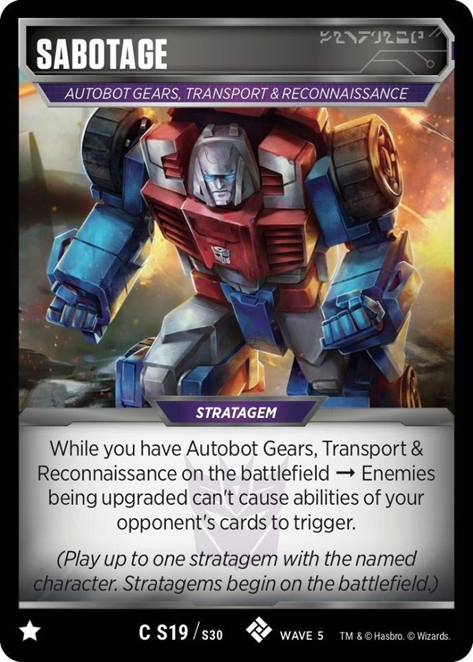 Sabotage (19) [TMA] - Transformers TCG Single