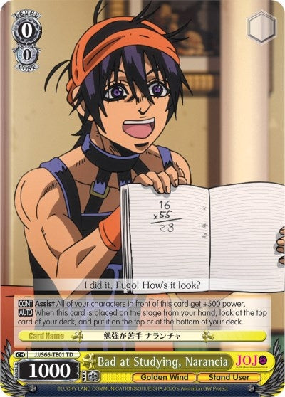 Bad at Studying Narancia (6601) [JJ/S66] - Weiss Schwarz Single