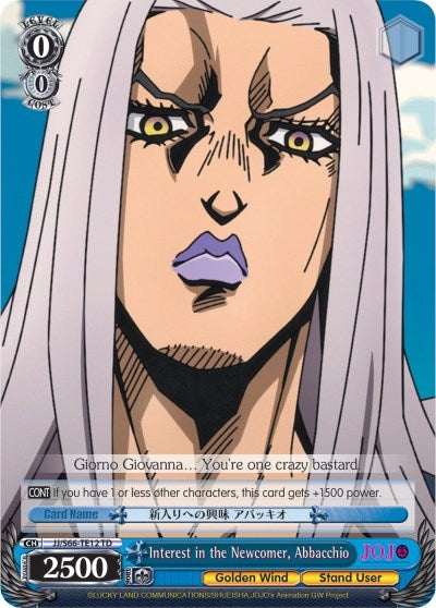 Interest in the Newcomer Abbacchio (6612) [JJ/S66] - Weiss Schwarz Single