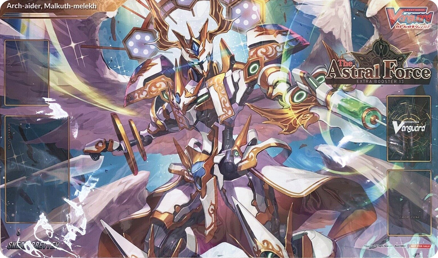 Cardfight!! Vanguard Sneak Preview Playmat: The Astral Force - Arch-aider Malkuth-melekh - Playmats Sealed