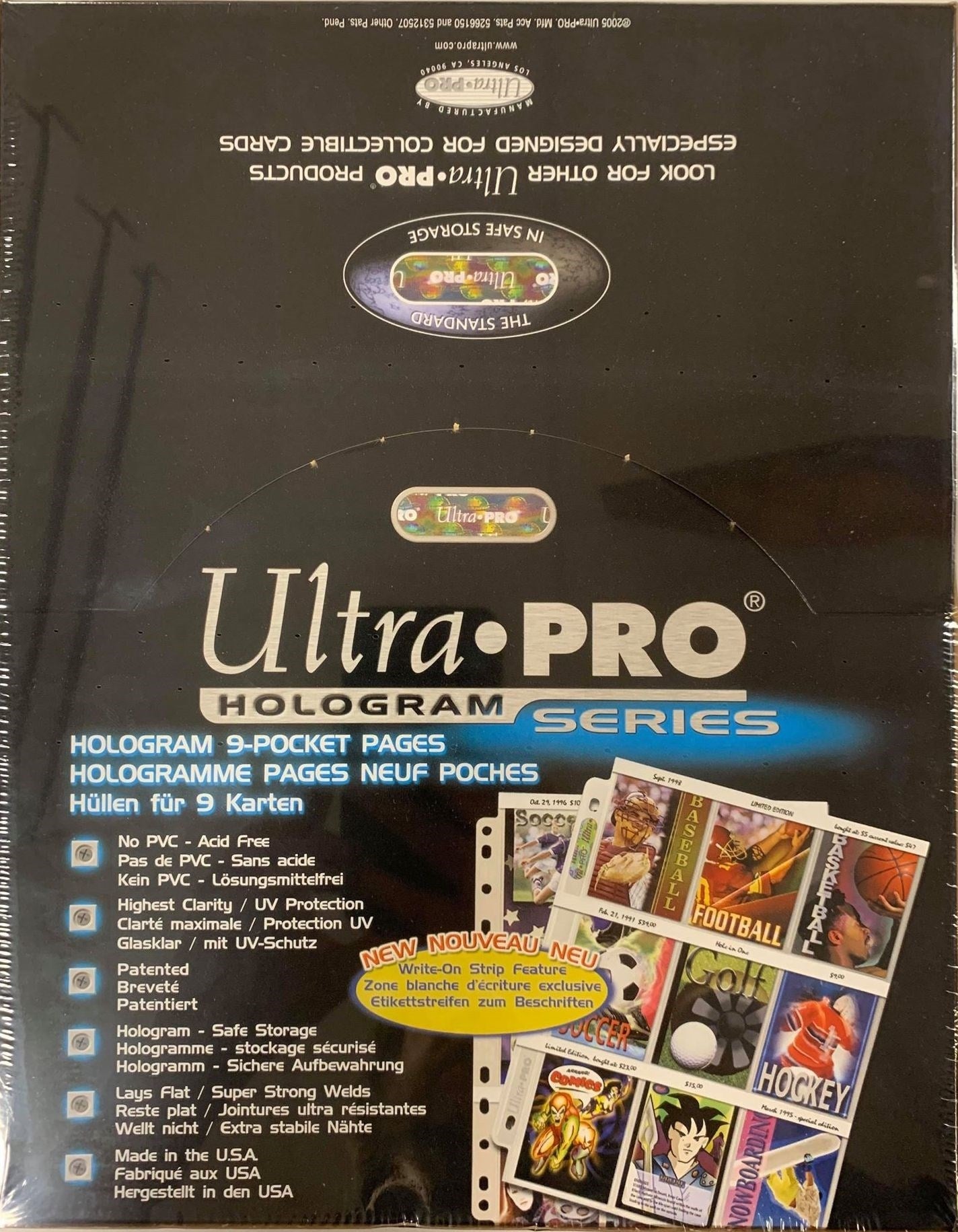 Ultra Pro Platinum Hologram Secure Standard 9-Pocket Pages with Write-On Strip- 11-Holes (100-Pack) [UPPP] - Protective
