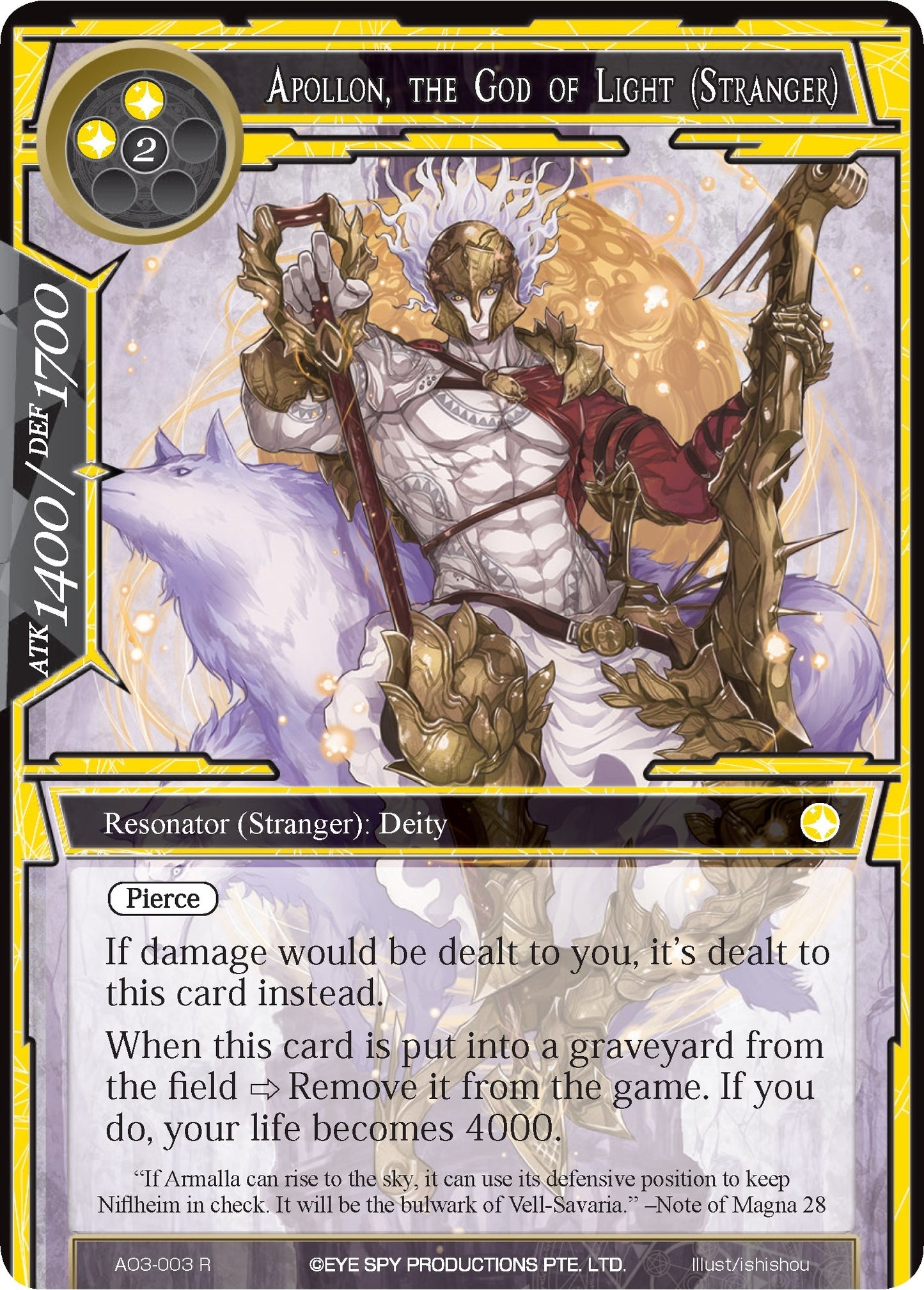 Apollon the God of Light (Stranger) (3003) [AO3] - Force of Will Single