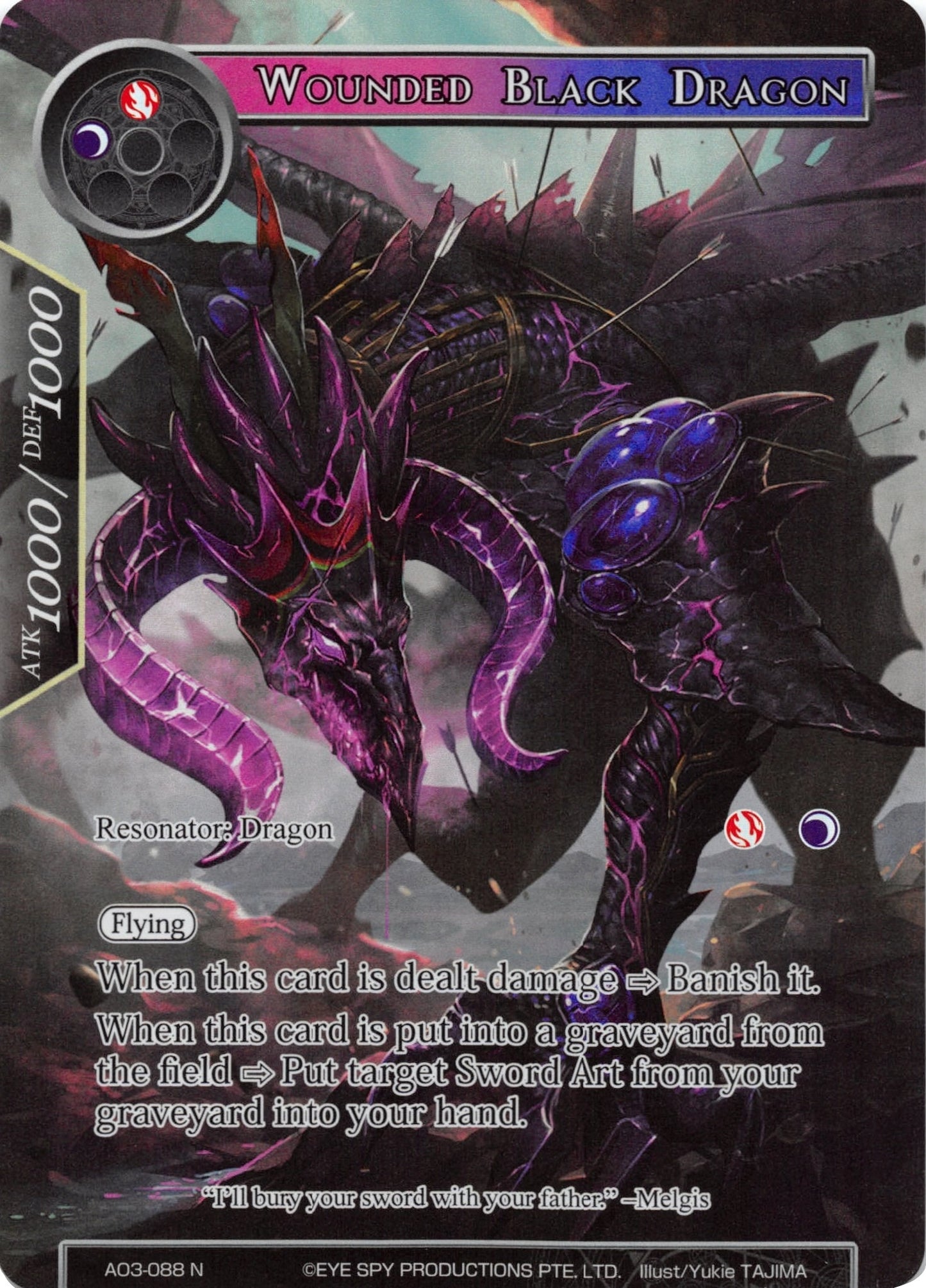 Wounded Black Dragon (Full Art) (3088) [AO3] - Force of Will Single