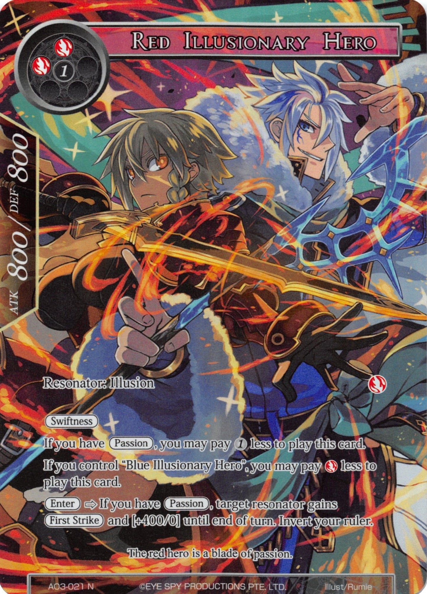 Red Illusionary Hero (Full Art) (3021) [AO3] - Force of Will Single