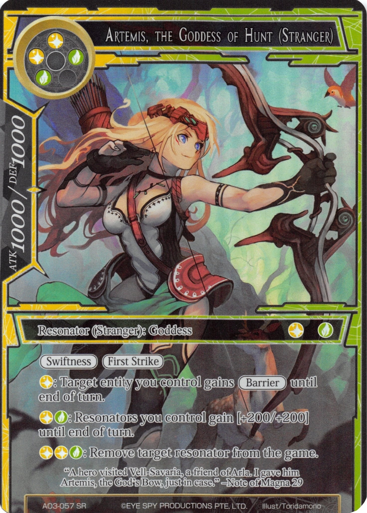 Artemis the Goddess of Hunt (Stranger) (Full Art) (3057) [AO3] - Force of Will Single