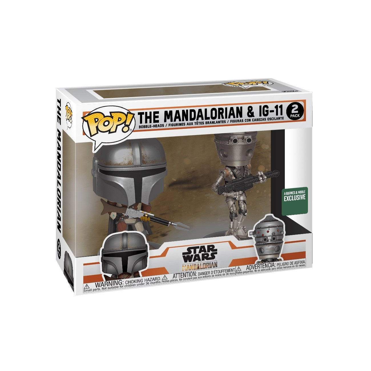 Star Wars The Mandalorian: The Mandalorian & IG-11 2-Pack (Barnes & Noble Exclusive) [POP!] - Funko Sealed