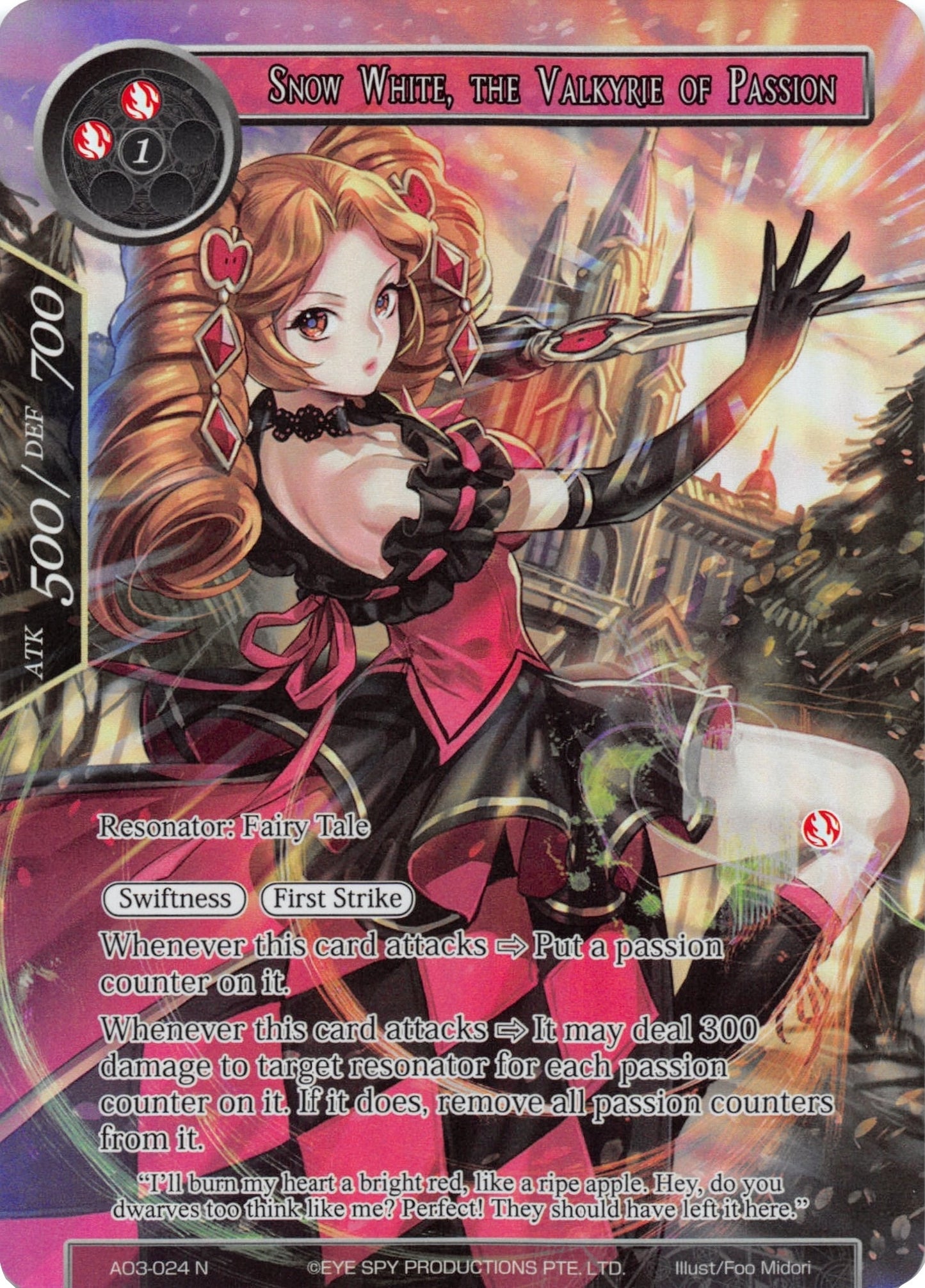 Snow White the Valkyrie of Passion (Full Art) (3024) [AO3] - Force of Will Single