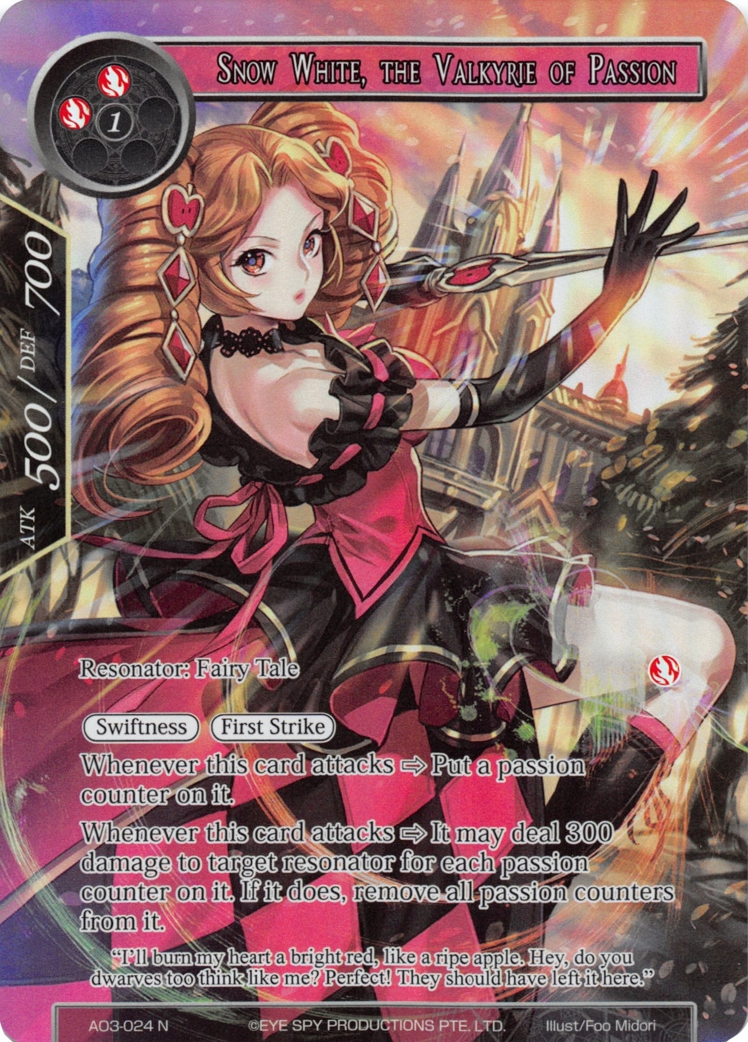 Snow White the Valkyrie of Passion (Full Art) (3024) [AO3] - Force of Will Single