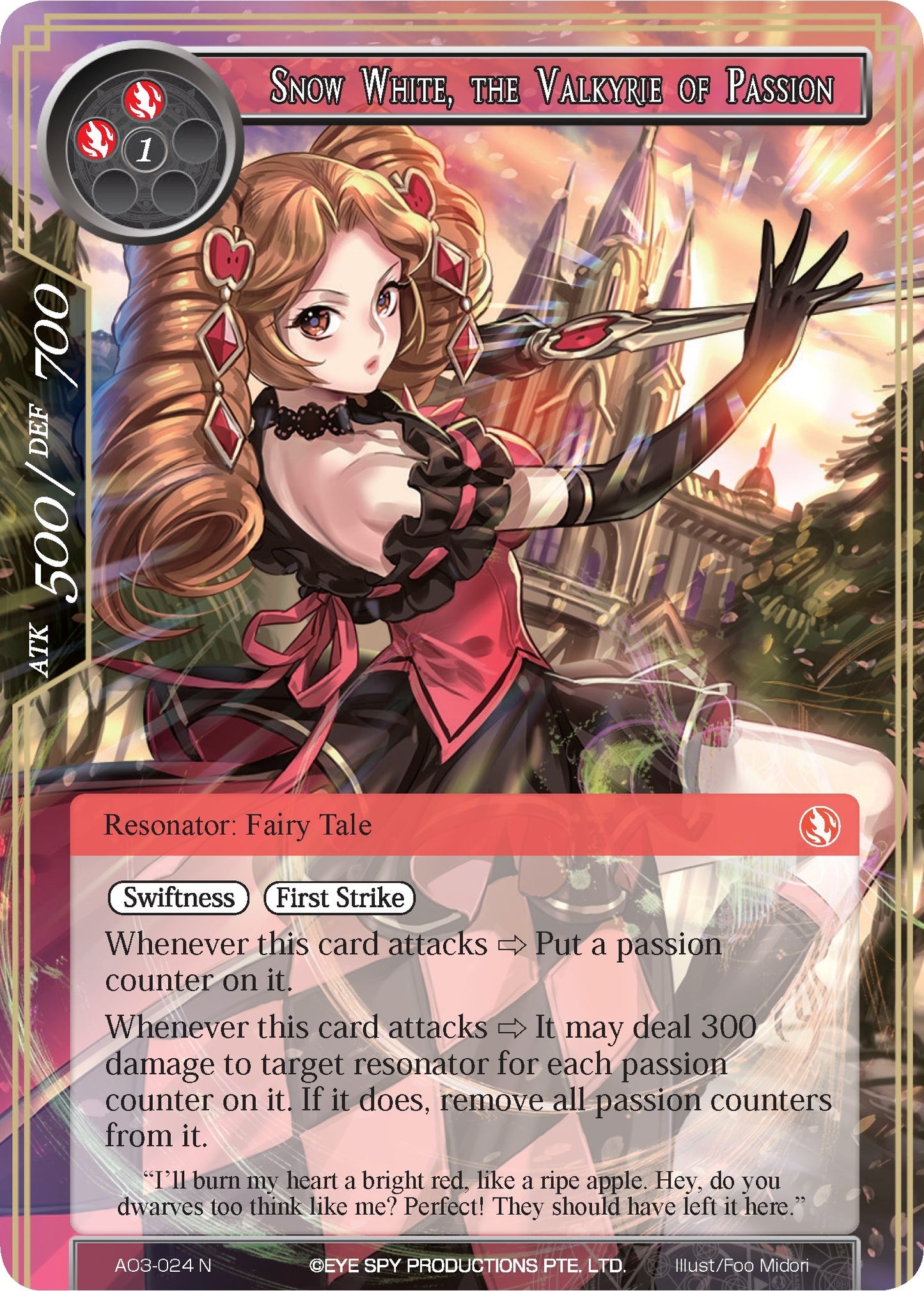 Snow White the Valkyrie of Passion (3024) [AO3] - Force of Will Single