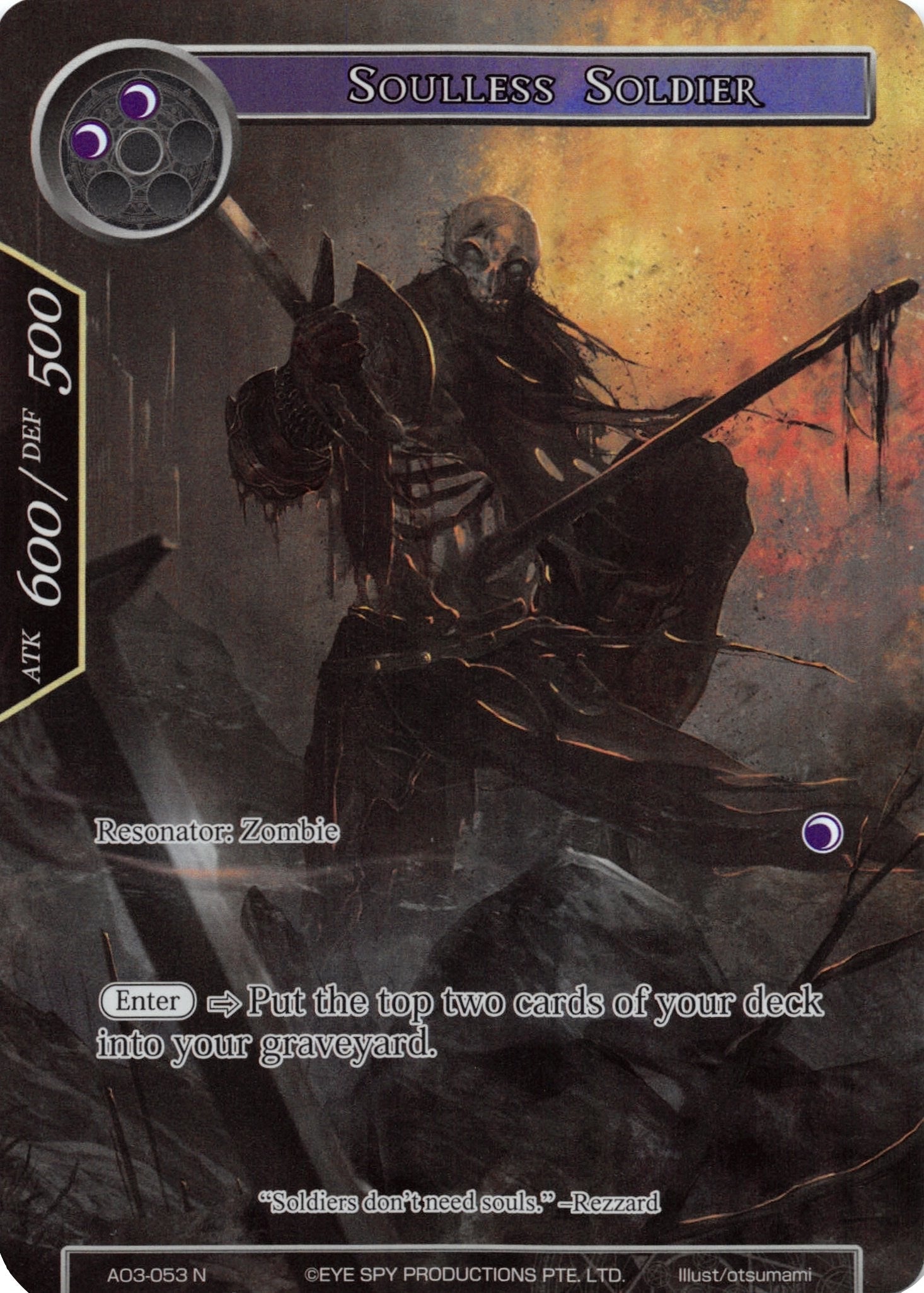 Soulless Soldier (Full Art) (3053) [AO3] - Force of Will Single