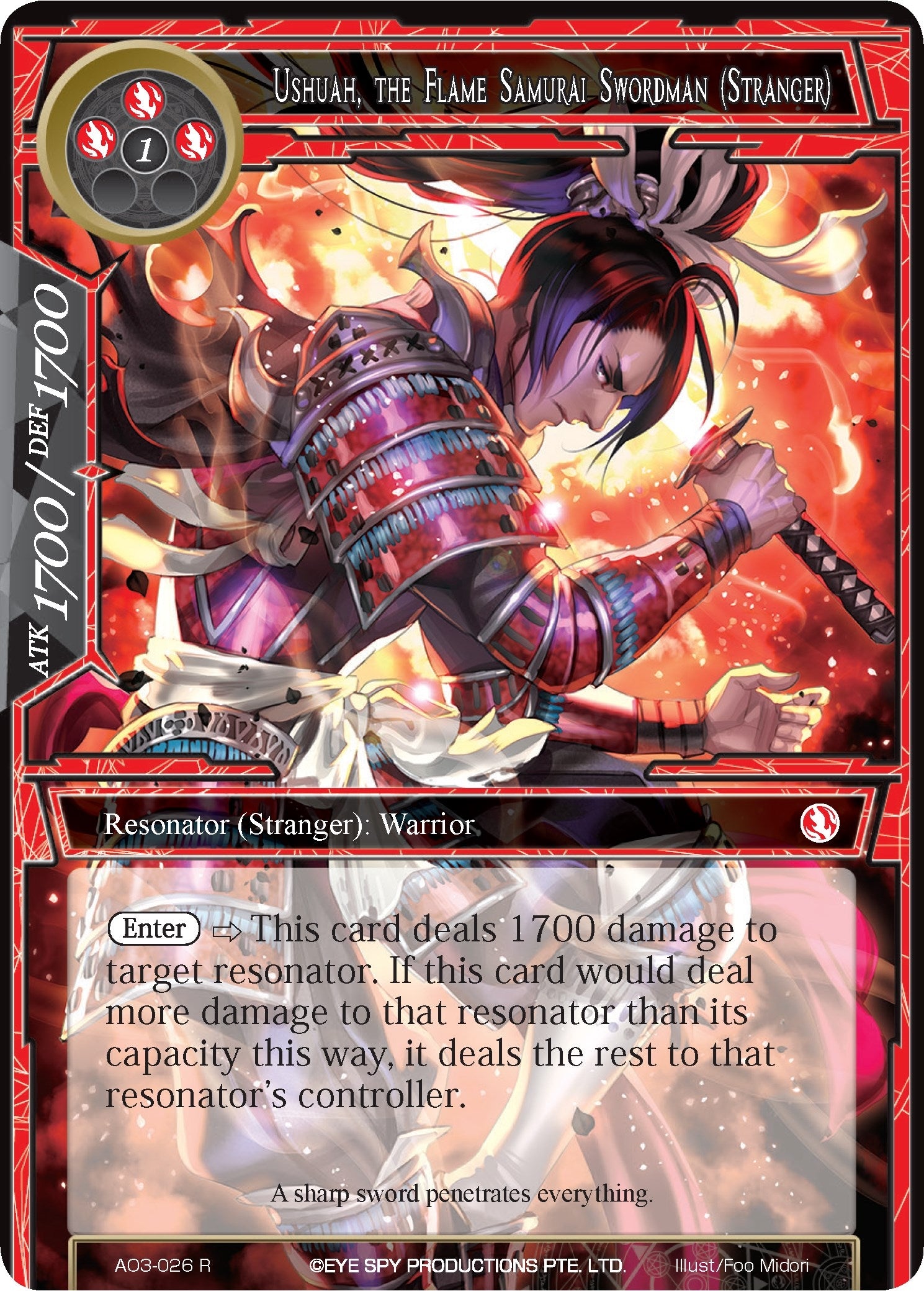 Ushuah the Flame Samurai Swordman (Stranger) (3026) [AO3] - Force of Will Single