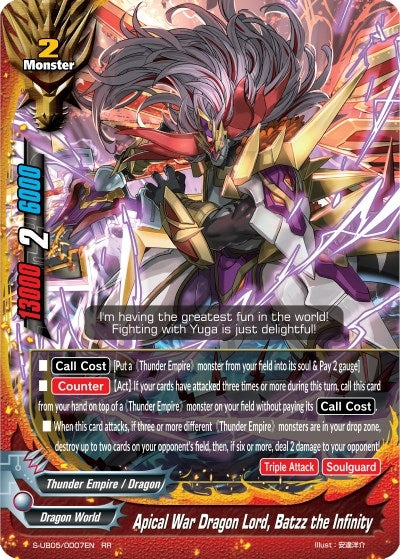 Apical War Dragon Lord Batzz the Infinity (50007) [S-UB05] - Future Card BuddyFight Single