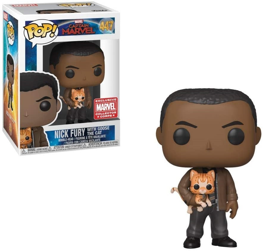 Captain Marvel: Nick Fury with Goose the Cat (Bobble-Head) (Marvel Collector Corps Exclusive) (447) [POP!] - Funko