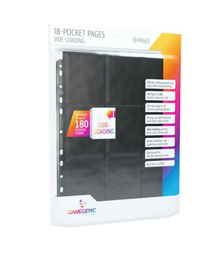 GameGenic 18-Pocket Pages Side-Loading - Black (10-Pack) [GGPP] - Protective Pages Sealed