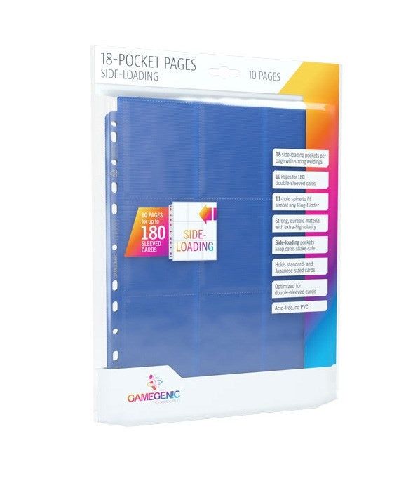 GameGenic 18-Pocket Pages Side-Loading - Blue (10-Pack) [GGPP] - Protective Pages Sealed
