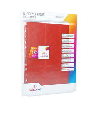 GameGenic 18-Pocket Pages Side-Loading - Red (10-Pack) [GGPP] - Protective Pages Sealed