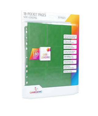 GameGenic 18-Pocket Pages Side-Loading - Green (10-Pack) [GGPP] - Protective Pages Sealed