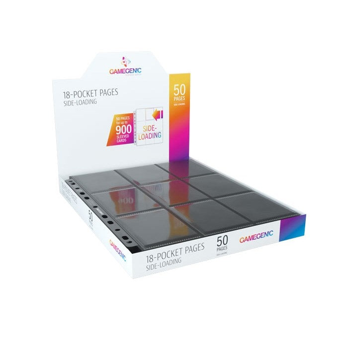 GameGenic 18-Pocket Pages Side-Loading Display Box - Black (50-Pages) [GGPP] - Protective Pages Sealed