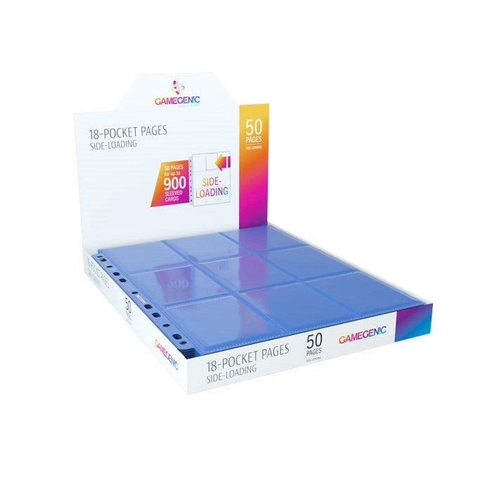 GameGenic 18-Pocket Pages Side-Loading Display Box - Blue (50-Pages) [GGPP] - Protective Pages Sealed