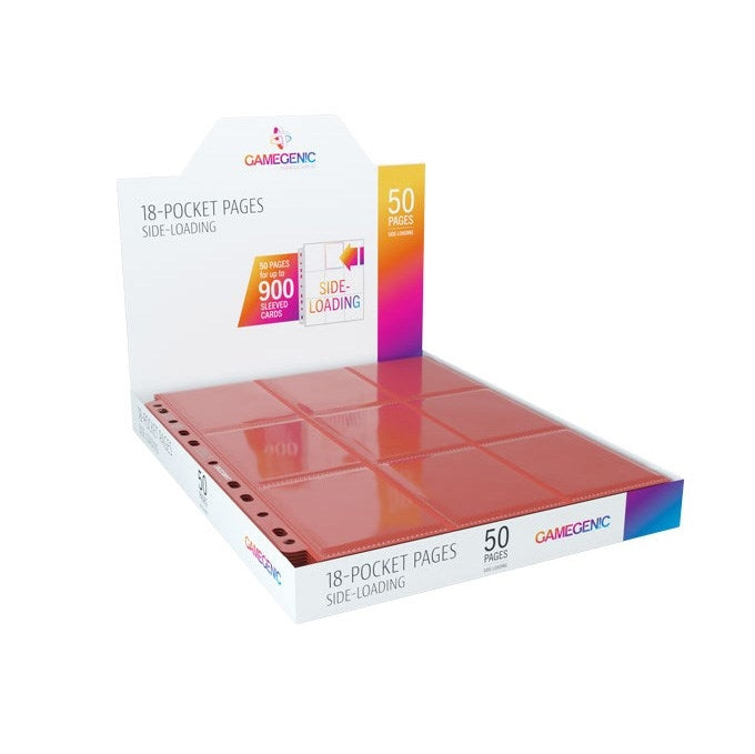 GameGenic 18-Pocket Pages Side-Loading Display Box - Red (50-Pages) [GGPP] - Protective Pages Sealed