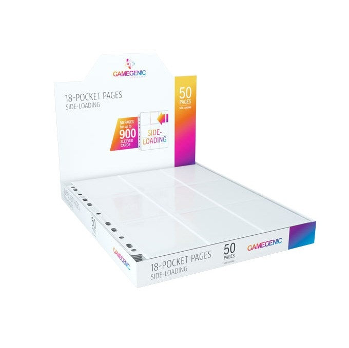 GameGenic 18-Pocket Pages Side-Loading Display Box - White (50-Pages) [GGPP] - Protective Pages Sealed