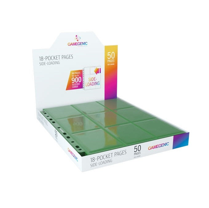 GameGenic 18-Pocket Pages Side-Loading Display Box - Green (50-Pages) [GGPP] - Protective Pages Sealed