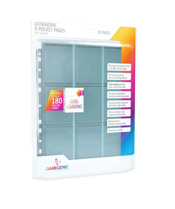 GameGenic Ultrasonic 9-Pocket Pages Side-Loading - Clear (10-Pack) [GGPP] - Protective Pages Sealed