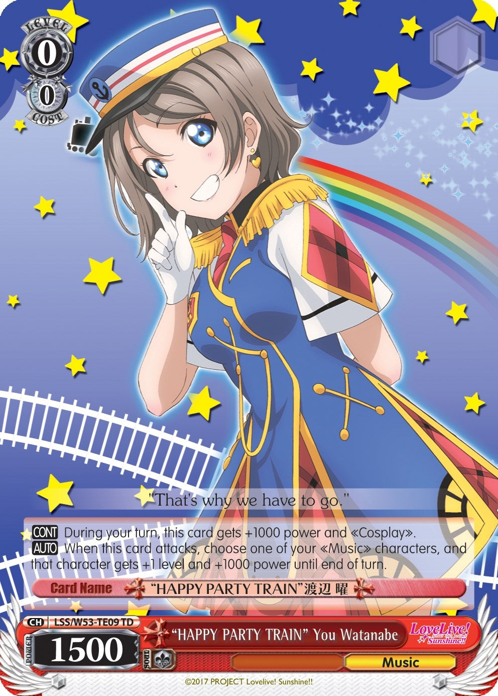 ’HAPPY PARTY TRAIN’ You Watanabe (5309) [LSS/WE27] - Weiss Schwarz Single