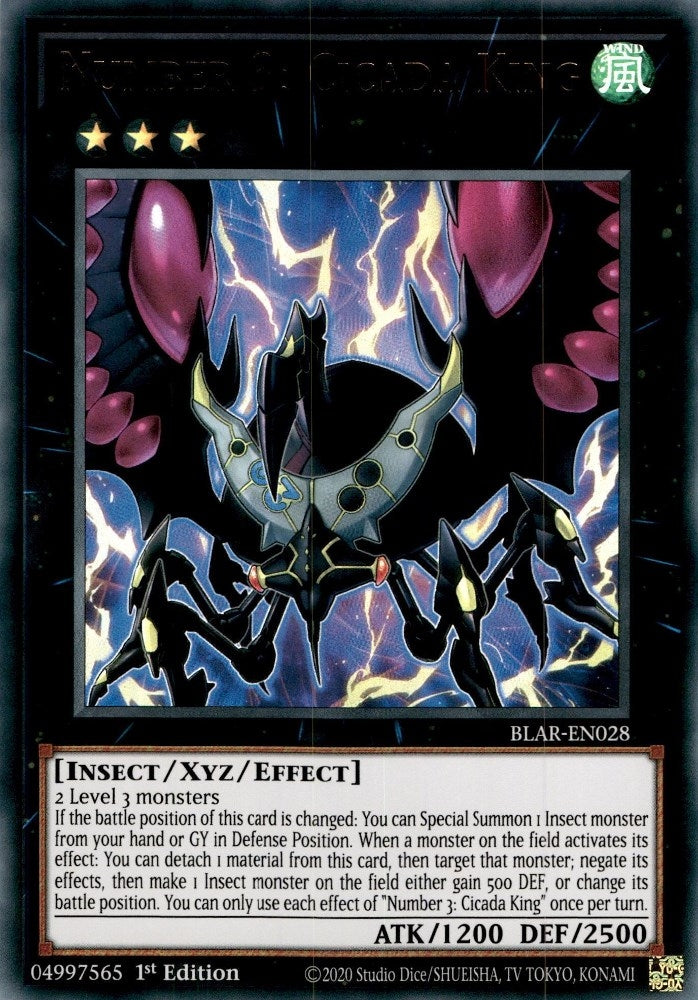 Number 3: Cicada King (28) (BLAR) - YuGiOh Single