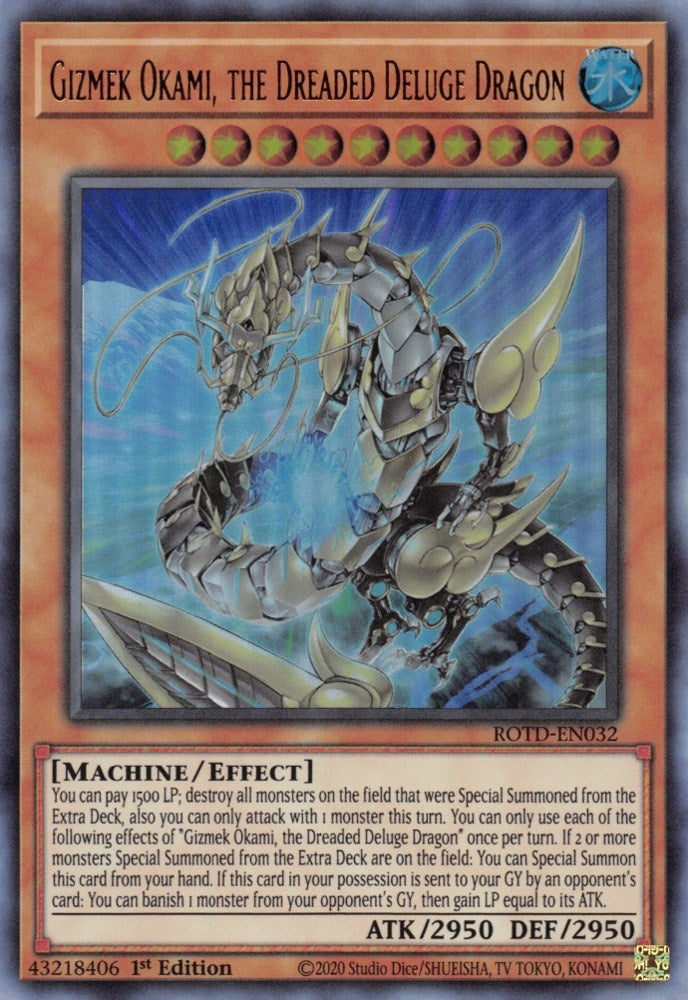 Gizmek Okami the Dreaded Deluge Dragon (32) (ROTD) - YuGiOh Single