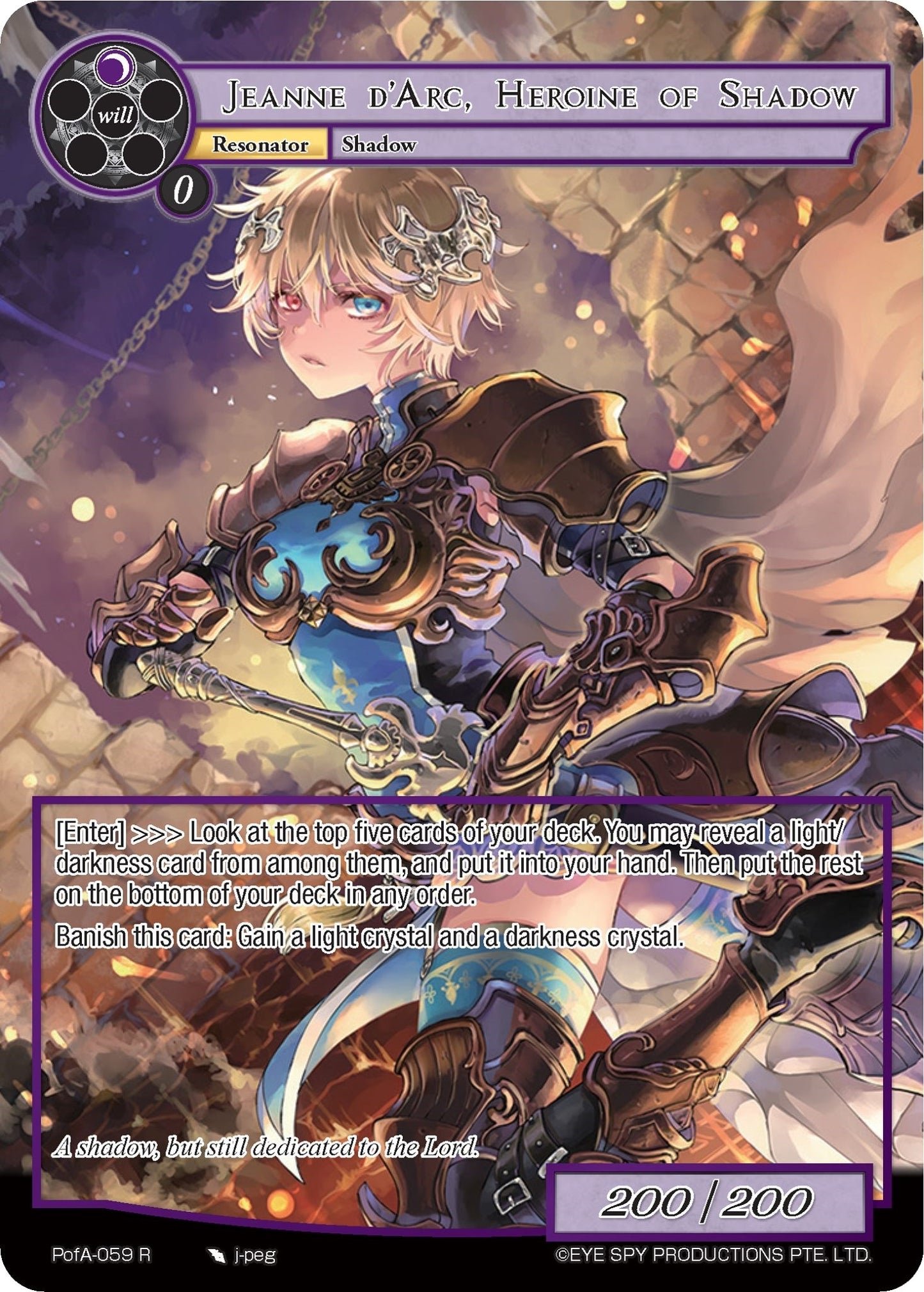 Jeanne D’Arc Heroine of Shadow (Full Art) (59) [AO4] - Force of Will Single